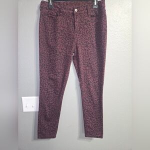 Burgundy Leopard Print Stretch Jegging Skinny Jeans Size 9